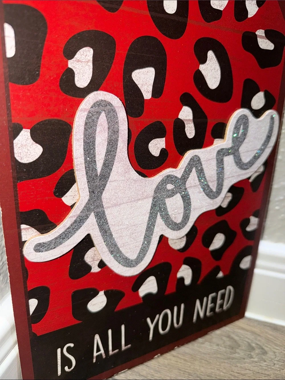 Red Leopard 'Love' Wall Decor Sign with Beaded Accent